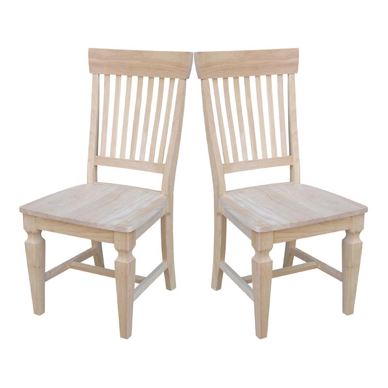 Set of Two Solid Parawood Slat Back Chairs Ready to Finish
