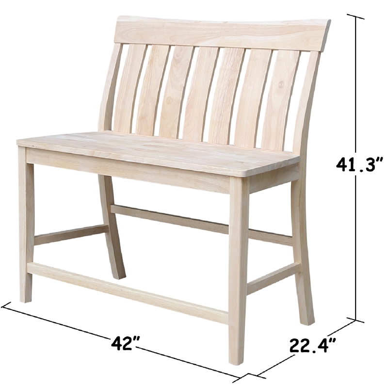 Armless Solid Wood Ava Tall Bench with a Seat Height of 24