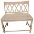 Armless Double X-Back Natural Solid Wood Bench with a Seat Height of 24