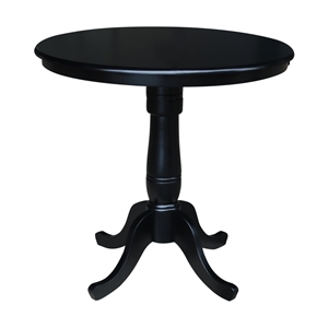 36&quot Solid Wood Round Top Pedestal Table in Distressed Oak  - 35.1&quot Height