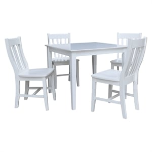 36&quot x 36&quot Solid Wood Dining Table with 4 Chairs in White - 5 Piece Set