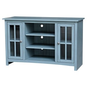 Entertainment/TV Stand with Open Shelves and 2 Doors in Ocean Blue - 48&quot Height