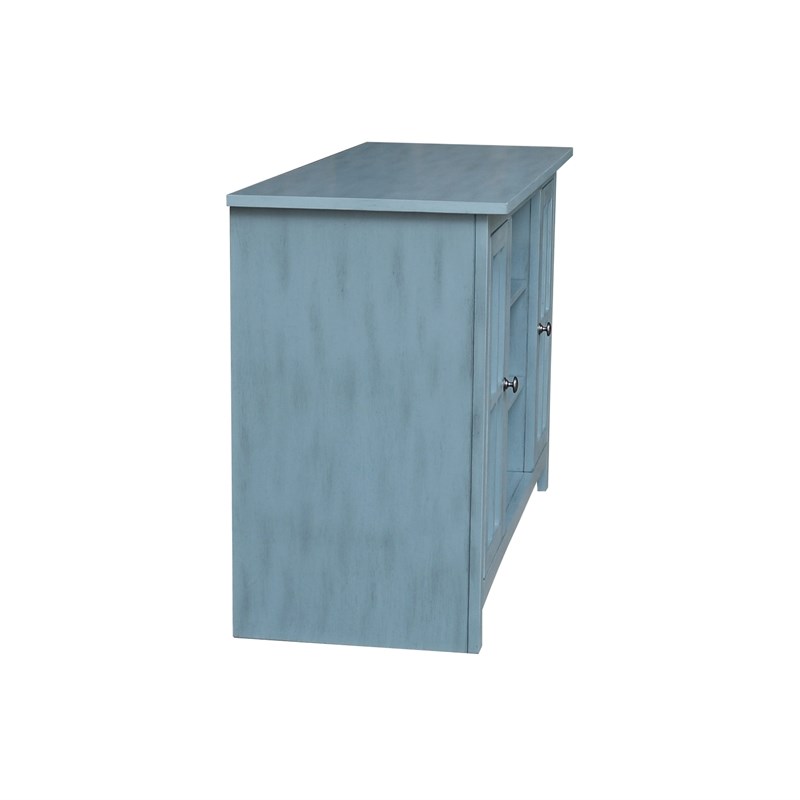 Entertainment/TV Stand with Open Shelves and 2 Doors in Ocean Blue - 48