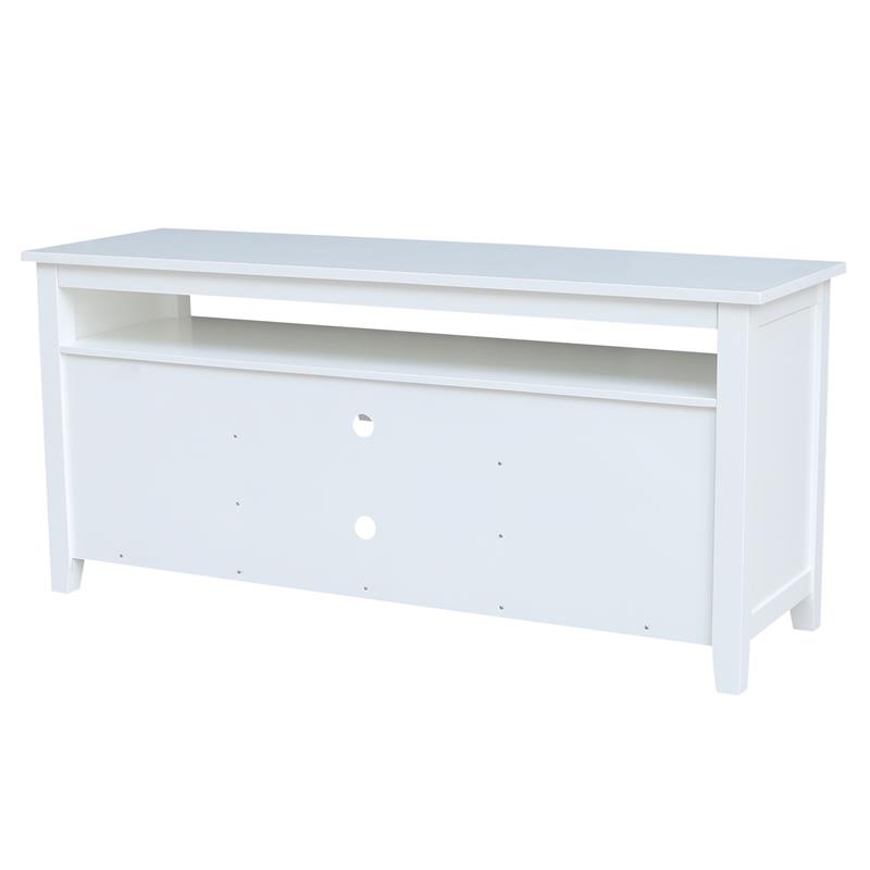Solid Wood Entertainment / TV Stand with Open Shelves and 2 Doors in White