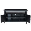 Solid Wood Entertainment / TV Stand with Open Shelves and 2 Doors in Black