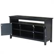 Solid Wood Entertainment / TV Stand with Open Shelves and 2 Doors in Black