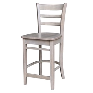 Solid Wood Emily Counter Height Stool in Washed Gray Taupe