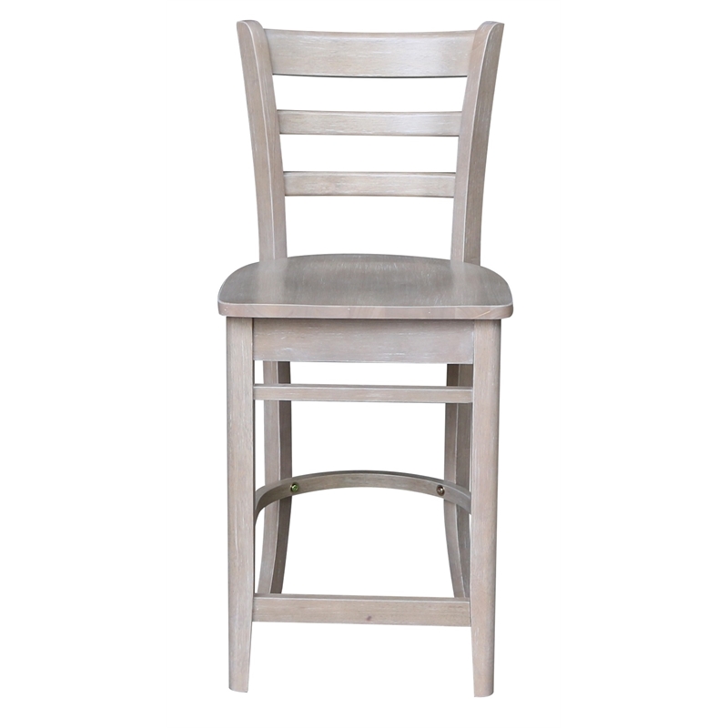 Solid Wood Emily Counter Height Stool in Washed Gray Taupe