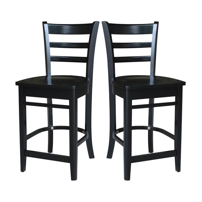 International Concepts Solid Wood Emily Counter Height Stool in Black