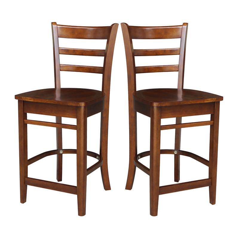 International Concepts Solid Wood Emily Counter Height Stool in Espresso