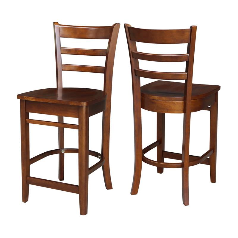 International Concepts Solid Wood Emily Counter Height Stool in Espresso