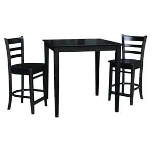 36&quot x 36&quot Solid Wood Counter Height Table in Black & 2 Emily Stools