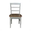 Set of 2 Solid Wood Madrid Ladderback Chairs in Distressed Hickory/Stone