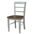 Set of 2 Solid Wood Madrid Ladderback Chairs in Distressed Hickory/Stone