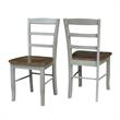 Set of 2 Solid Wood Madrid Ladderback Chairs in Distressed Hickory/Stone