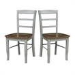 Set of 2 Solid Wood Madrid Ladderback Chairs in Distressed Hickory/Stone
