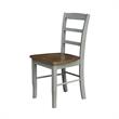 Set of 2 Solid Wood Madrid Ladderback Chairs in Distressed Hickory/Stone
