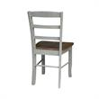 Set of 2 Solid Wood Madrid Ladderback Chairs in Distressed Hickory/Stone