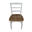 Set of 2 Solid Wood Madrid Ladderback Chairs in Distressed Hickory/Stone