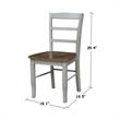 Set of 2 Solid Wood Madrid Ladderback Chairs in Distressed Hickory/Stone