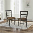 Set of 2 Solid Wood Madrid Ladderback Chairs in Hickory/Washed Coal