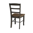 Set of 2 Solid Wood Madrid Ladderback Chairs in Hickory/Washed Coal