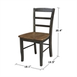 Set of 2 Solid Wood Madrid Ladderback Chairs in Hickory/Washed Coal