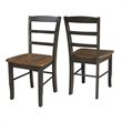 Set of 2 Solid Wood Madrid Ladderback Chairs in Hickory/Washed Coal
