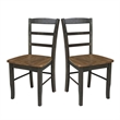 Set of 2 Solid Wood Madrid Ladderback Chairs in Hickory/Washed Coal