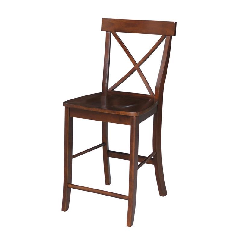 36 in. x 36 in. Wood Dining Table with 4 X-Back Stools in Espresso