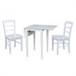 Small Wood Dual Drop Leaf Dining Table with 2 Madrid Ladderback Chairs in White