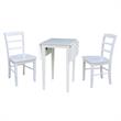 Small Wood Dual Drop Leaf Dining Table with 2 Madrid Ladderback Chairs in White