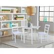Small Wood Dual Drop Leaf Dining Table with 2 Madrid Ladderback Chairs in White