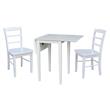 Small Wood Dual Drop Leaf Dining Table with 2 Madrid Ladderback Chairs in White
