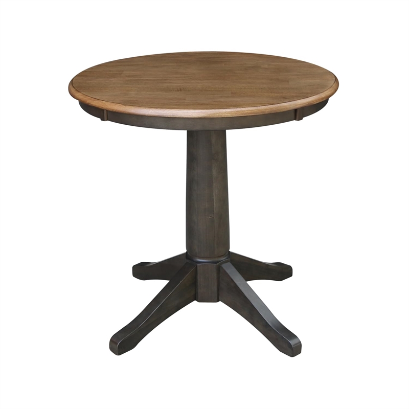 30 in. Wood Dining Table with 2 Madrid Ladderback Chairs in Hickory/Washed Coal
