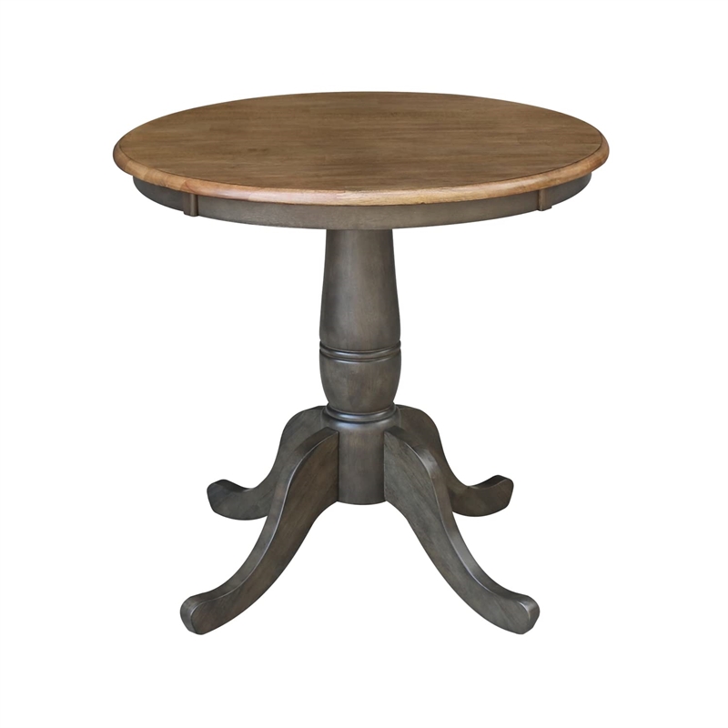 30 in. Wood Dining Table with 2 Madrid Ladderback Chairs in Hickory/Washed Coal