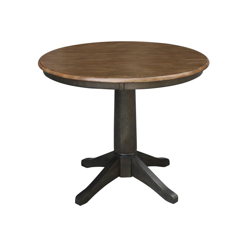 36 in. Wood Dining Table with 2 Madrid Ladderback Chairs in Hickory/Washed Coal