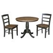 36 in. Wood Dining Table with 2 Madrid Ladderback Chairs in Hickory/Washed Coal