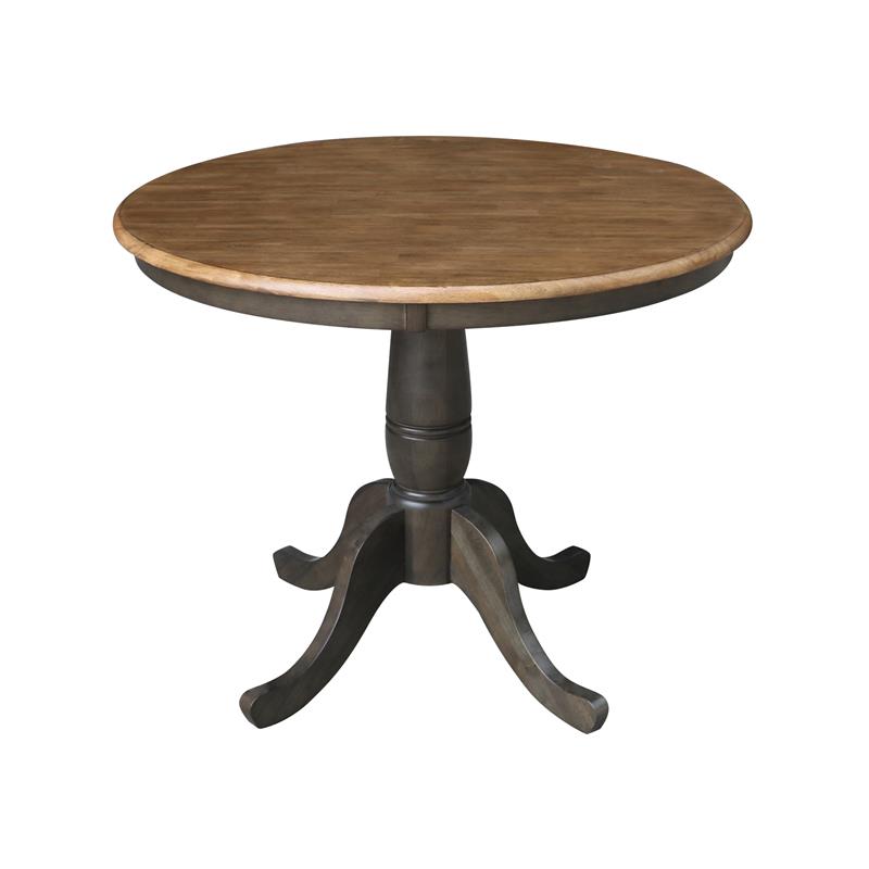 36 in. Wood Dining Table with 4 Madrid Ladderback Chairs in Hickory/Washed Coal
