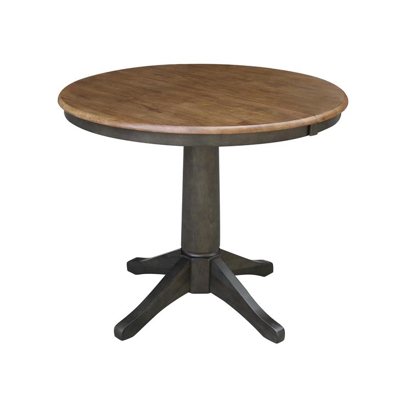 36 in. Wood Dining Table with 2 Madrid Ladderback Chairs in Hickory/Washed Coal