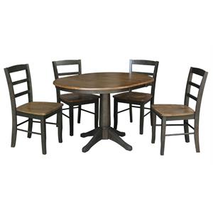 36 in. Wood Dining Table with 4 Madrid Ladderback Chairs in Hickory/Washed Coal