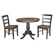 36 in. Wood Dining Table with 2 Madrid Ladderback Chairs in Hickory/Washed Coal
