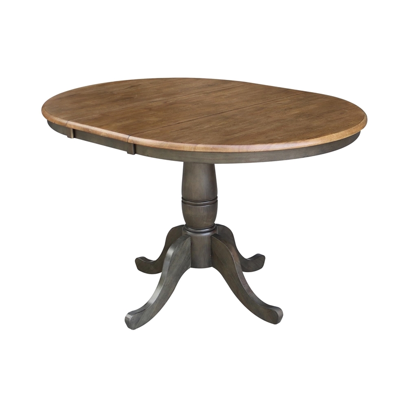36 in. Wood Dining Table with 4 Madrid Ladderback Chairs in Hickory/Washed Coal