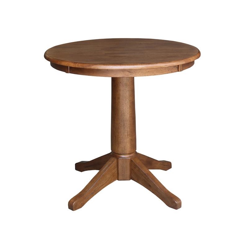 30 in. Wood Dining Table with 2 Madrid Ladderback Chairs in Distressed Oak