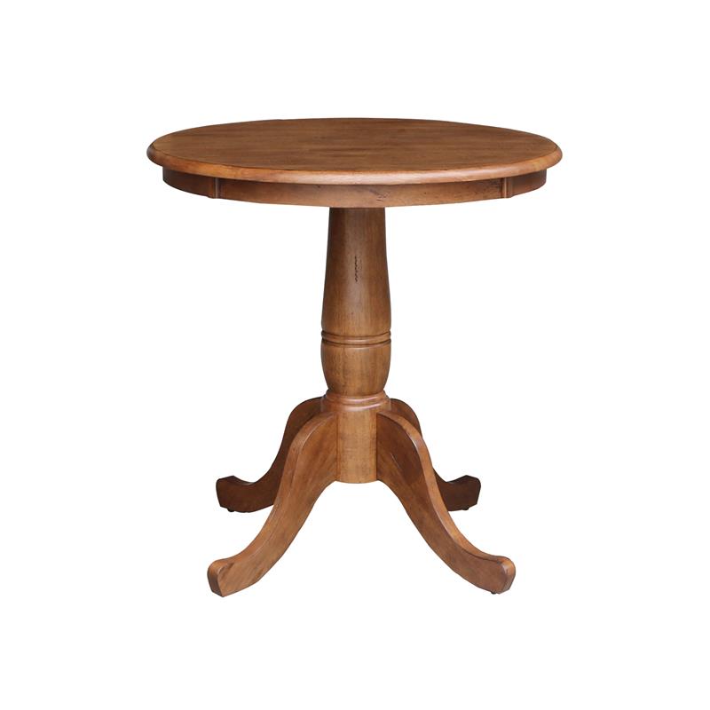 30 in. Wood Dining Table with 2 Madrid Ladderback Chairs in Distressed Oak