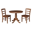 36 in. Wood Dining Table with 2 Madrid Ladderback Chairs in Distressed Oak