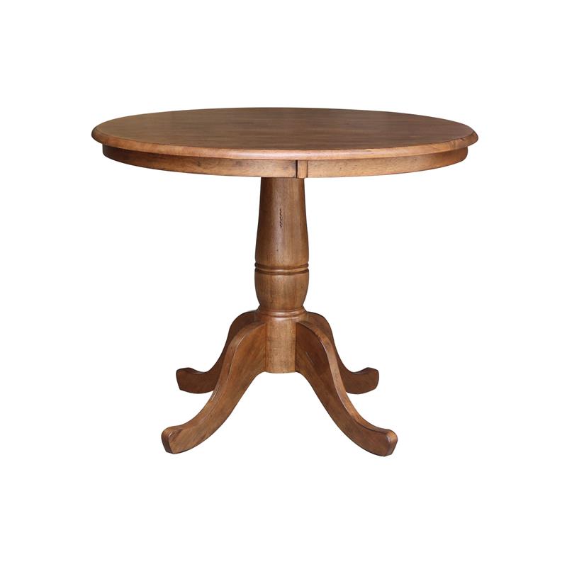 36 in. Wood Dining Table with 4 Madrid Ladderback Chairs in Distressed Oak