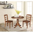 36 in. Wood Dining Table with 2 Madrid Ladderback Chairs in Distressed Oak