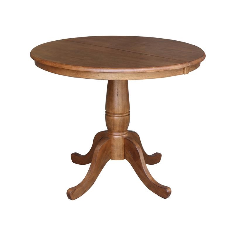36 in. Wood Dining Table with 2 Madrid Ladderback Chairs in Distressed Oak