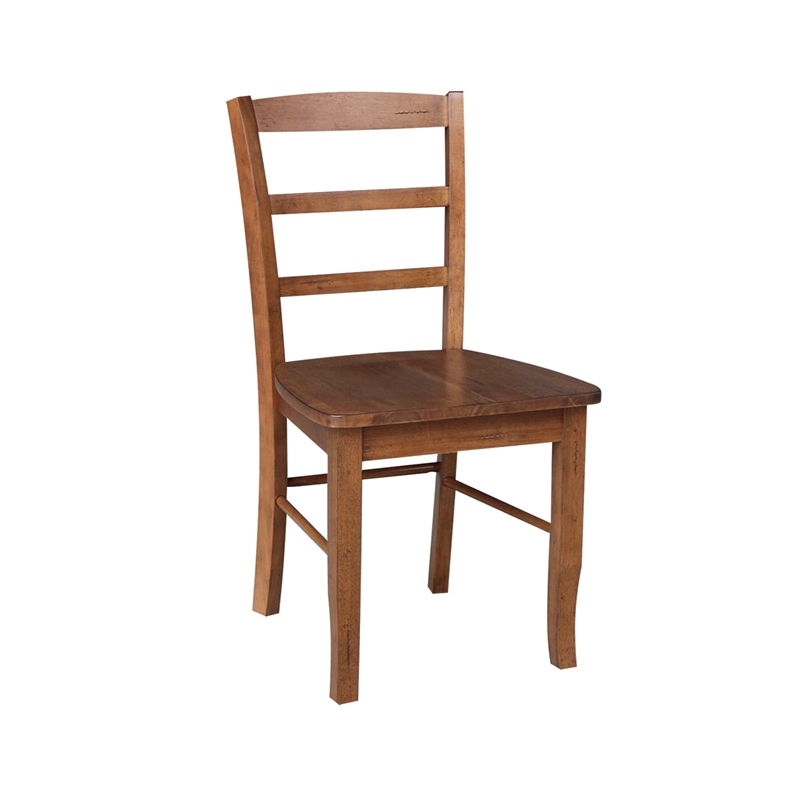 36 in. Wood Dining Table with 4 Madrid Ladderback Chairs in Distressed Oak